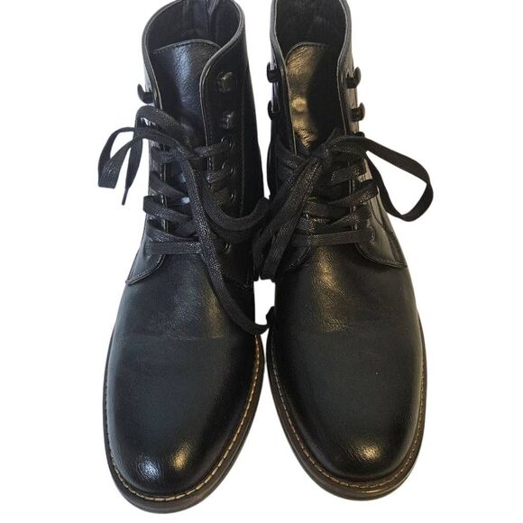 Santino Luciano mens black leather lace up boots. Size 9. NWOT - Picture 2 of 6
